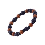 Siyah Oniks Taşlı ve Kilim Desenli Ağaç Bileklik - 1