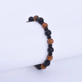 Siyah Oniks Taşlı ve Kilim Desenli Ağaç Bileklik - 2