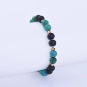 Oniks ve Firuze Taşlı Dorika Detaylı Bileklik - 2