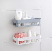 Kolay Montaj Beyaz Banyo Köşeliği Şampuanlık Köşelik Banyo Rafı Plastik - 1