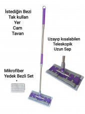 Mandallı Mop Temizlik Seti Yedek Bez, Istediğin Bezi Tak kullan, Yer Duvar Tavan Mopu - 1