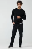 Erkek Sıfır Yaka Basic Triko Kazak - Siyah - 2