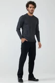 Erkek Sıfır Yaka Basic Triko Kazak - Antrasit thumbnail 1