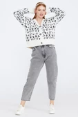 Kadın Leopar Desenli Triko Hırka - Kemik - Siyah thumbnail 2