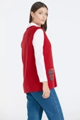 Cepli Fermuarlı Triko Yelek - Kırmızı thumbnail 3