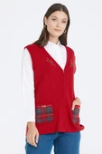 Cepli Fermuarlı Triko Yelek - Kırmızı thumbnail 1
