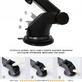 Qozie Araç İçi Tuş Vantuzlu Ayarlanabilir Telefon Tutucu - 8