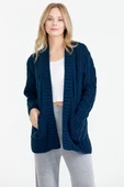 Kadın Saç Örgü Yünlü Triko Ceket - Lacivert thumbnail 1