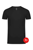Erkek Modal Sıfır Yaka Tshirt 3'lü Paket - Siyah - 1