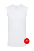 Erkek Modal V Yaka Kolsuz Tshirt 3'lü Paket - Beyaz - 1