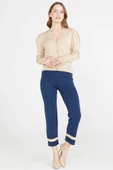 Paça Detaylı Triko Pantolon - Lacivert - 1