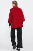 Toka Detaylı Fermuarlı Kadın Triko Ceket - Kırmızı - Siyah thumbnail 4