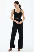 Fitilli Triko Pantolon - Siyah thumbnail 2