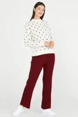 Fitilli Triko Pantolon - Bordo thumbnail 2