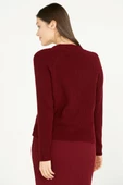 Renkli Düğmeli Triko Hırka - Bordo thumbnail 4