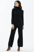 Tam Balıkçı Yaka Kazak Pantolon Triko Takım - Siyah - 3