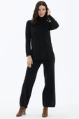 Tam Balıkçı Yaka Kazak Pantolon Triko Takım - Siyah - 2