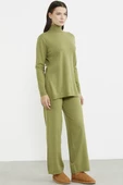 Tam Balıkçı Yaka Kazak Pantolon Triko Takım - Fıstık Yeşili - 5