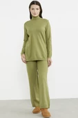 Tam Balıkçı Yaka Kazak Pantolon Triko Takım - Fıstık Yeşili - 4