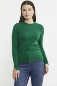 Sıfır Yaka Kolu Düğmeli Triko Kazak - Yeşil thumbnail 2