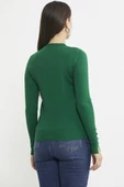 Sıfır Yaka Kolu Düğmeli Triko Kazak - Yeşil thumbnail 6