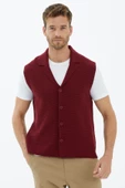 Polo Yaka Düğmeli Yelek - Bordo - 3