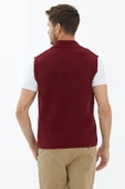 Polo Yaka Düğmeli Yelek - Bordo - 4