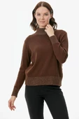 Yarım Balıkçı Sim Detaylı Triko Kazak - Kahve thumbnail 1