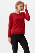 Kayık Yaka Sim Detaylı Triko Kazak - Kırmızı thumbnail 2