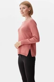 Kayık Yaka Sim Detaylı Triko Kazak - Pembe - 4
