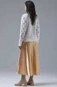 İnci Düğmeli Çiçek Desenli Triko Hırka - Kemik thumbnail 6