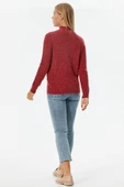 Damla Yaka İnci Detaylı Triko Kazak - Kırmızı thumbnail 5