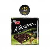 Eti Karam Antep Fıstıklı Kakaolu Bitter Çikolata 60 g x 10 Adet - 1