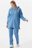 Büyük Beden Tunik Eşofman Takım - Mavi thumbnail 3