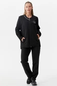 Büyük Beden Taş Detaylı Eşofman Takım - Siyah thumbnail 1