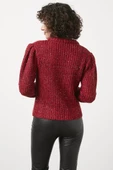 Pullu Fermuarlı Triko Hırka - Kırmızı thumbnail 3