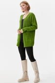 V Yaka Cepli Kadın Triko Ceket - Yeşil thumbnail 4