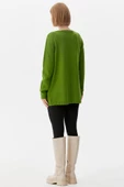 V Yaka Cepli Kadın Triko Ceket - Yeşil thumbnail 5