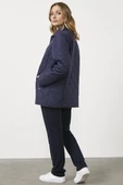 Kapitone Rahat Kalıp İçi Peluş Mont - Lacivert - 6