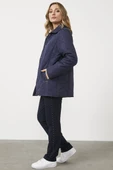 Kapitone Rahat Kalıp İçi Peluş Mont - Lacivert - 3