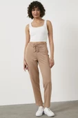 Beli Lastikli Önü İp Detaylı Eşofman Alt - Bej thumbnail 1