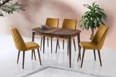 Skala Oval Mdf Açılır Masa Ceviz + 4 Adet Talia Sandalye Takım - 1