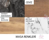 Skala Oval Mdf Açılır Masa Beyaz Mermer+ 4 Adet Simge Sandalye Takım - 5
