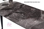 Skala Oval Mdf Açılır Masa Beyaz Mermer+ 4 Adet Simge Sandalye Takım - 4