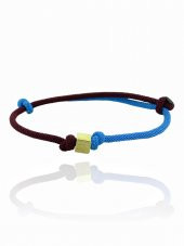 Unisex Trend Bordo Mavi İpli Küp Bileklik 14 Ayar - 1