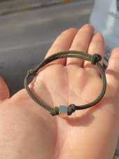 Unisex Trend Yeşil İpli Küp Bileklik 14 Ayar thumbnail 2