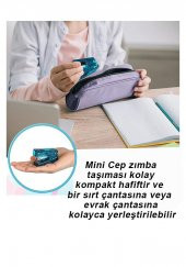 Mini Zımba Makinesi 24/6 Mor Std S3T 1 Adet Cep Zımba Makinası 20 Sayfa Kapasite Öğrenci Okul Büro - 3