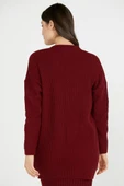 Cepli Uzun Triko Hırka - Bordo thumbnail 4