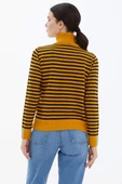 Tam Balıkçı Yaka Çizgili Triko Kazak - Güneş thumbnail 3