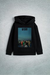 Bıg Bang Müzik Grubu Özel Tasarım Baskılı Çocuk Kapşonlu Sweatshirt - 1